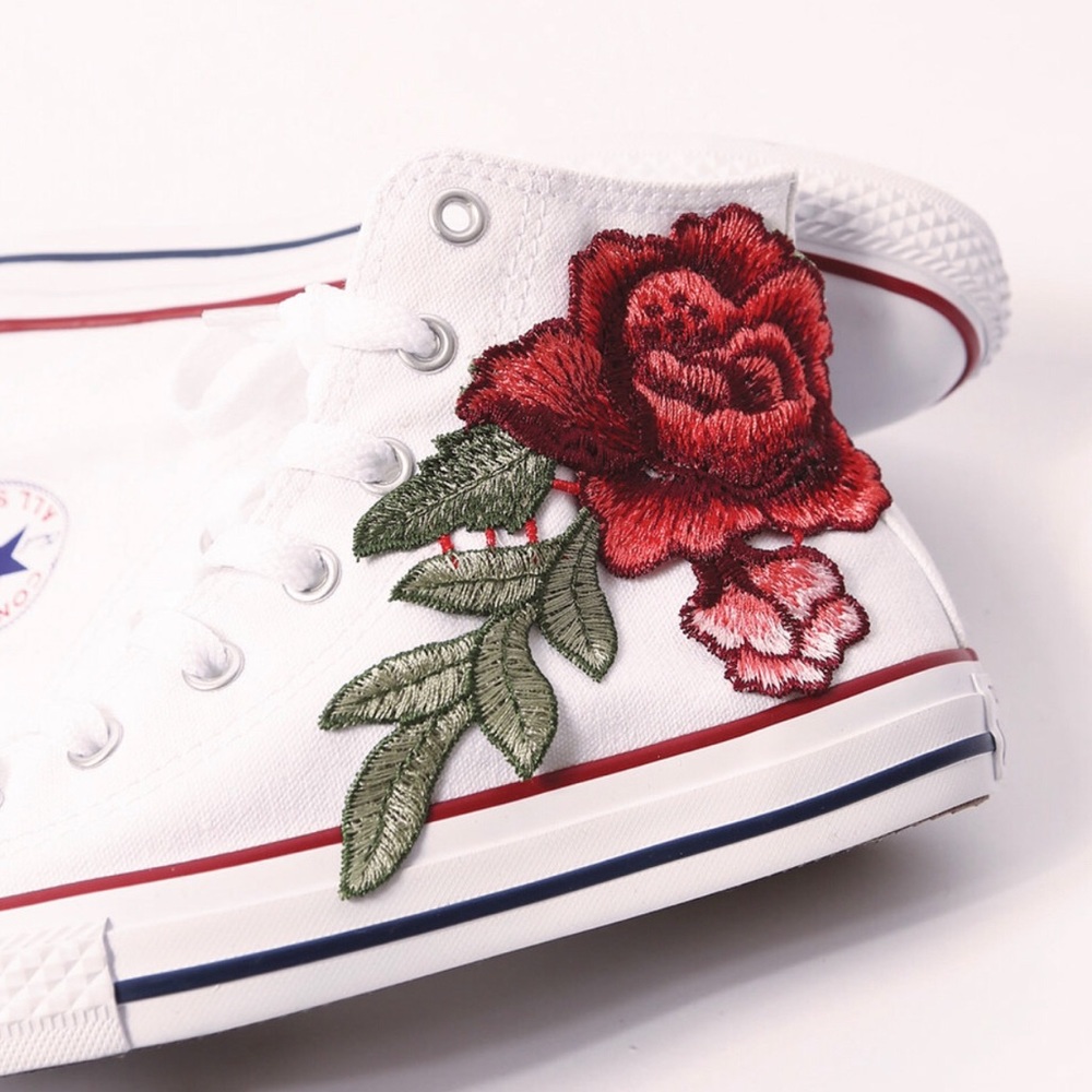 High top converse Floral Embroidered shoes - Picture 3 of 3
